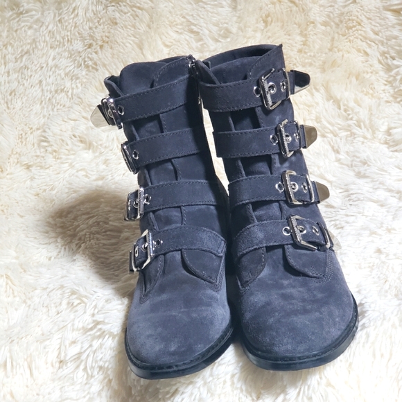 Marc Fisher gray moto leather boots - Picture 7 of 11